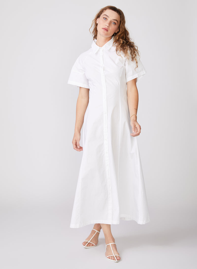Bailey 44 - Structured Poplin Maxi Shirt Dress in White L Bailey 44 - Structured Poplin Maxi Shirt Dress in White L