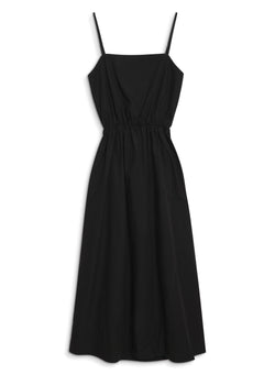 Structured Poplin Open Back Midi dress in Black - XS - Shop STATESIDE Dresses