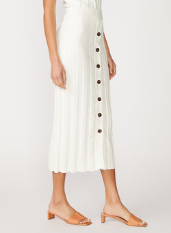 cream box pleat skirt