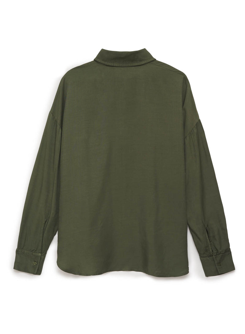 Viscose Satin Oversized Shirt in Artichoke