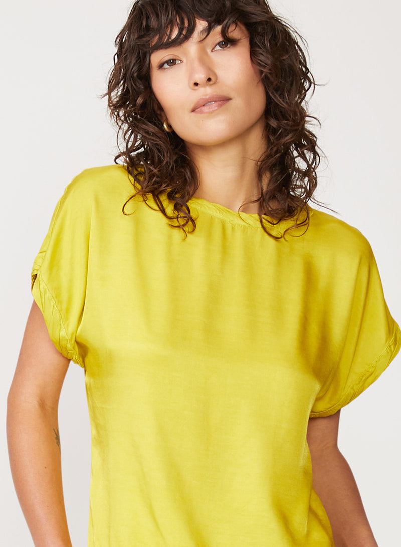 yellow satin top