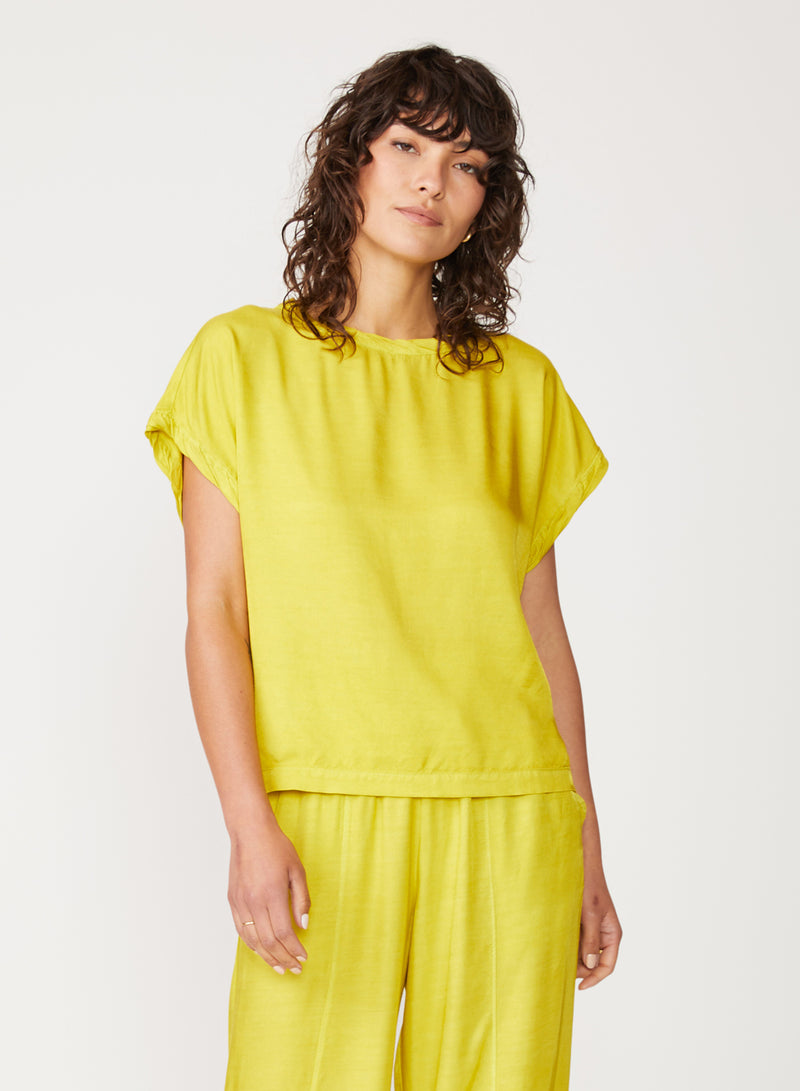 yellow satin top