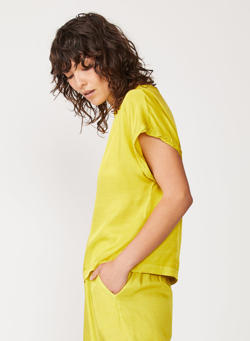 yellow satin top