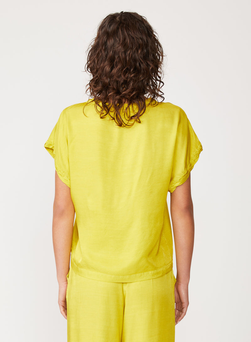 yellow satin top