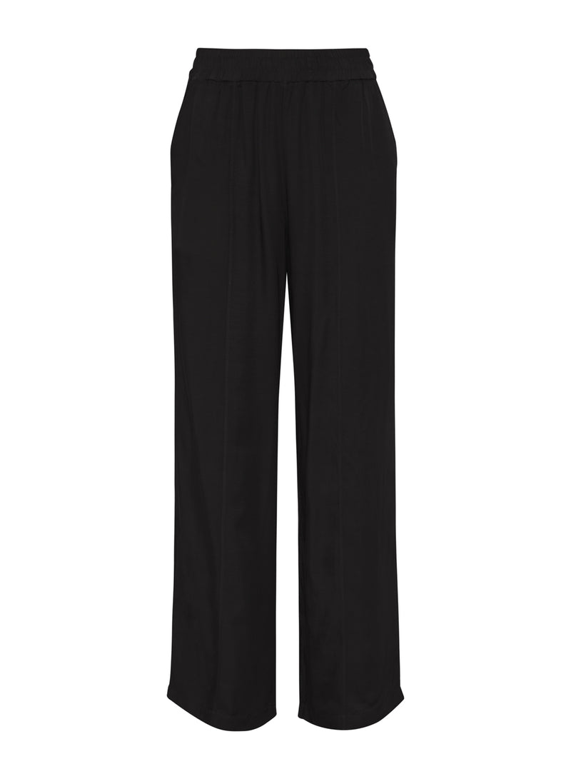 black viscose satin pull-on trouser