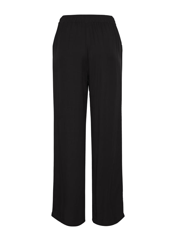 black viscose satin pull-on trouser