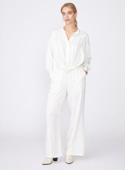 cream viscose satin pull-on trouser