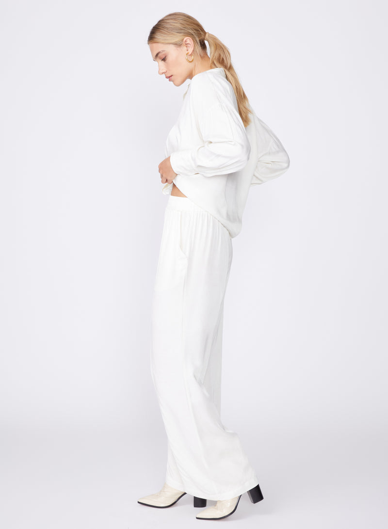 cream viscose satin pull-on trouser