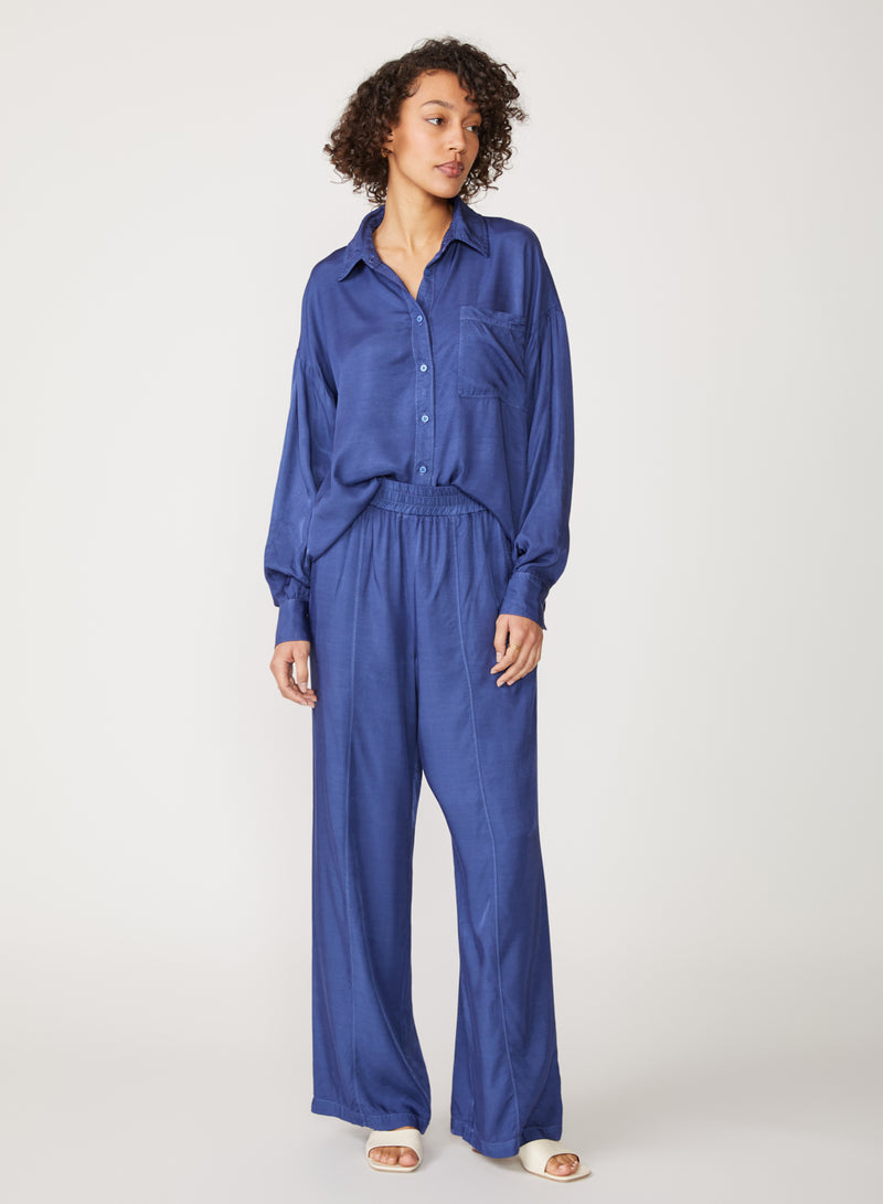 blue satin trouser