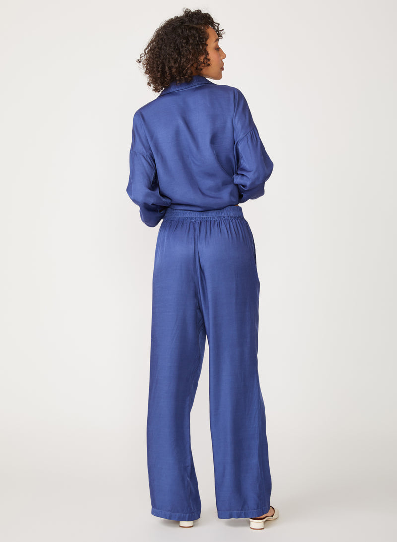 blue satin trouser