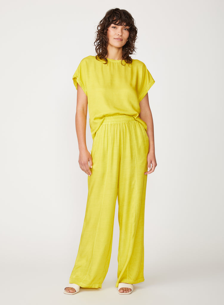 Viscose Satin Pull-On Trouser in Dijon - Main Image