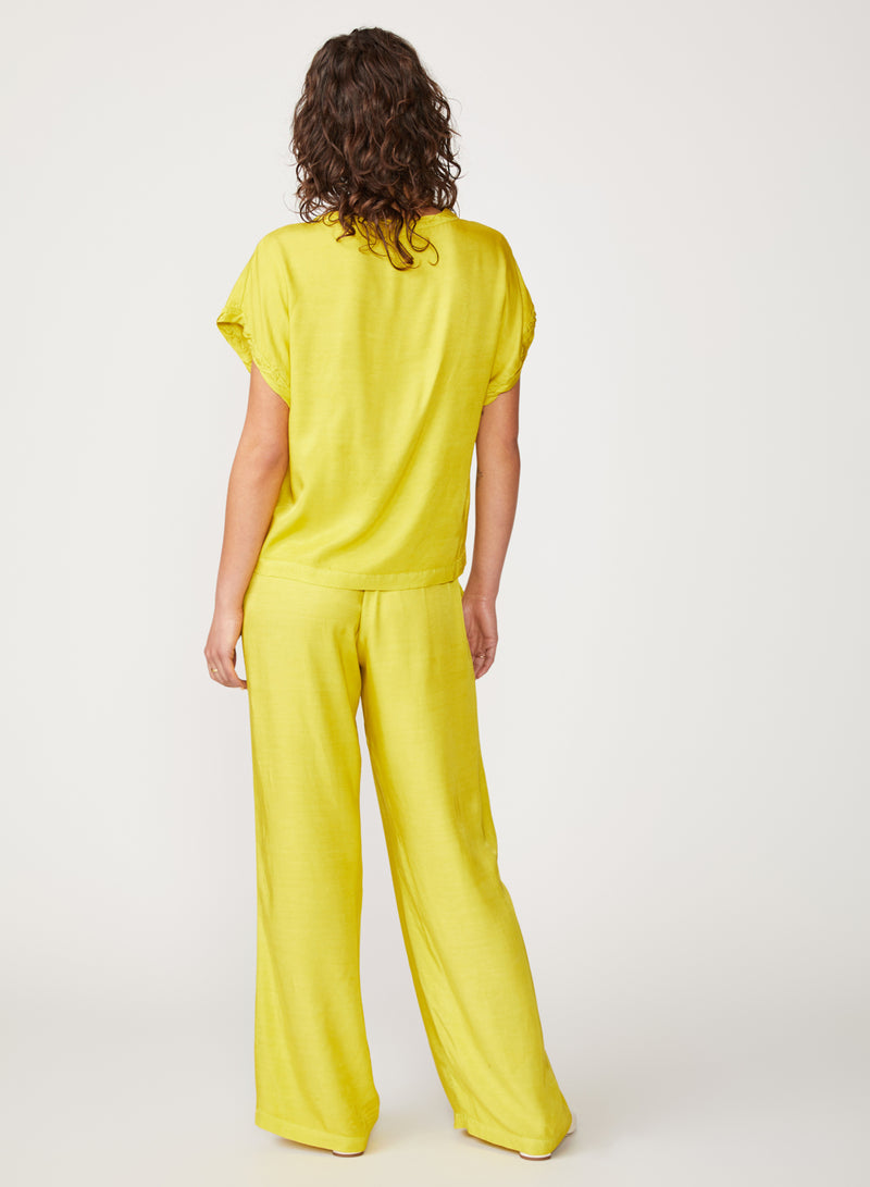 yellow satin trouser