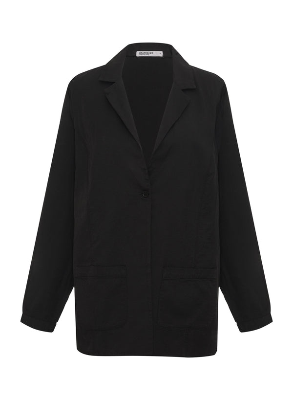 black viscose satin blazer