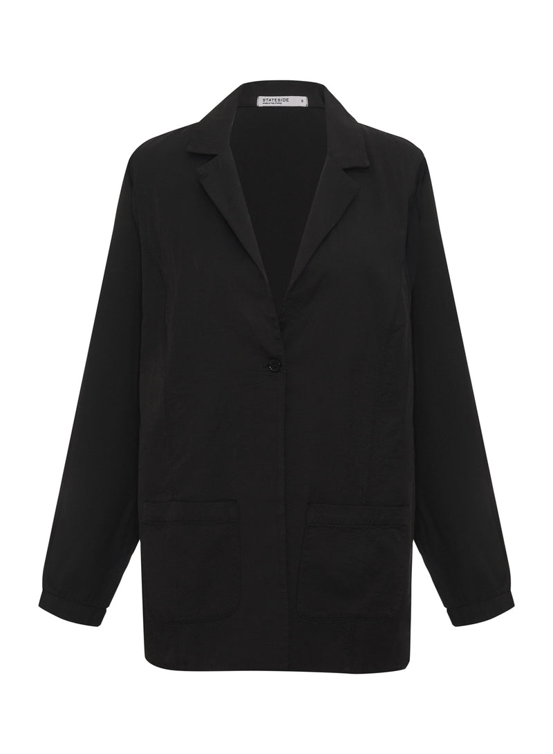 black viscose satin blazer