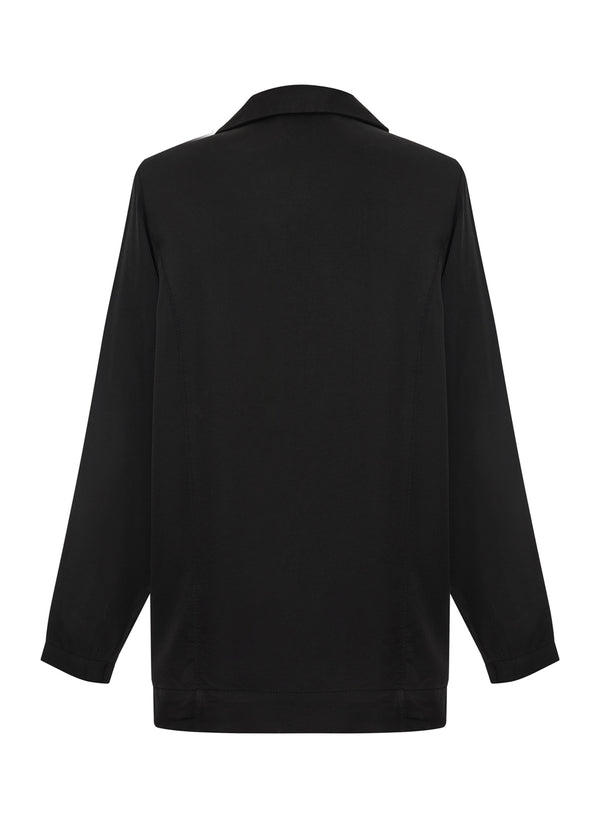 black viscose satin blazer
