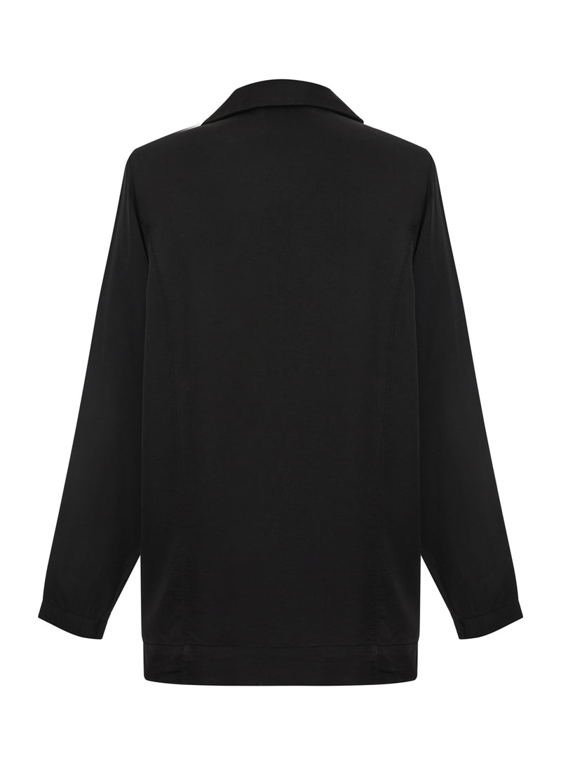 black viscose satin blazer