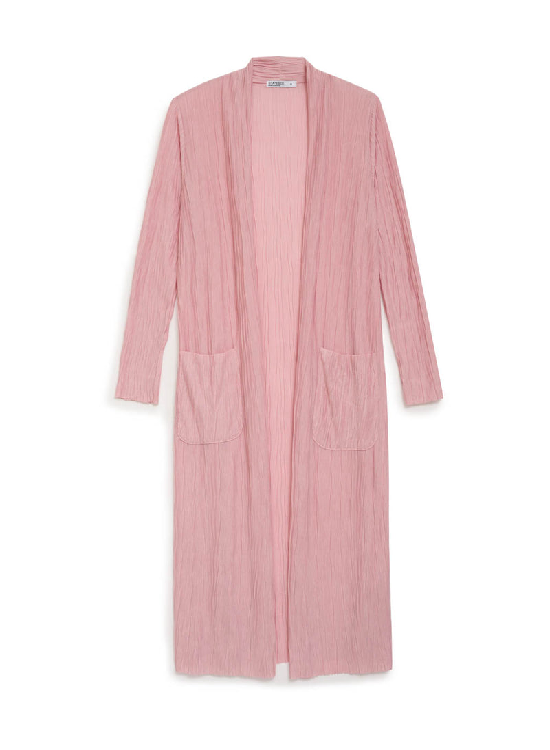 pink knit plisse duster cardigan
