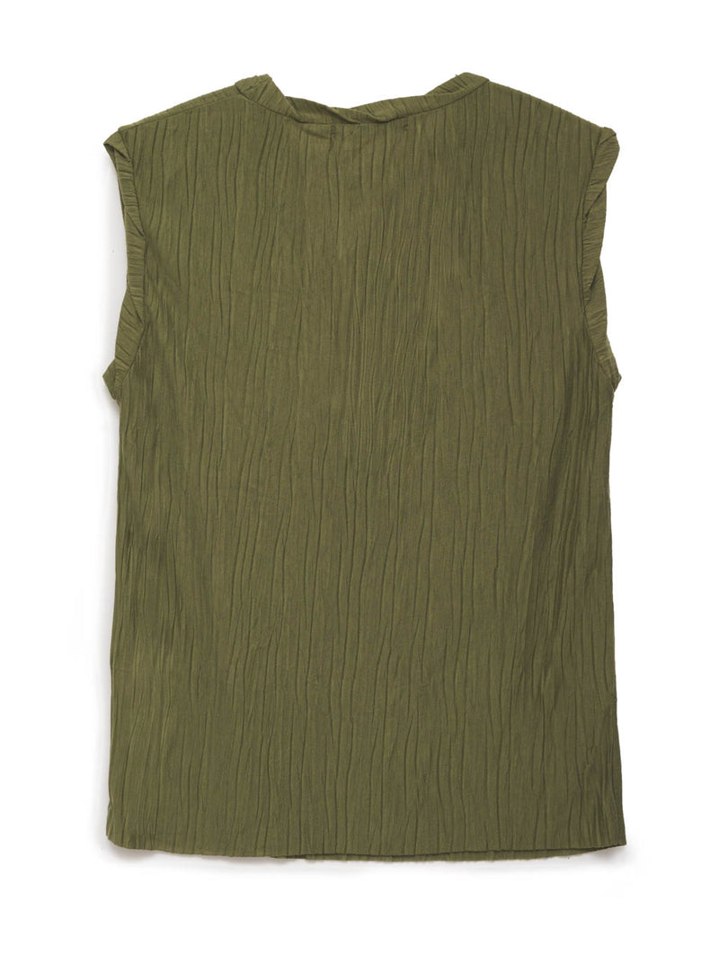 green knit plisse sleeveless top