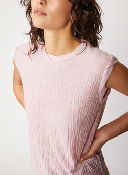 pink knit plisse top