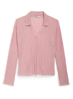 knit plisse pink polo