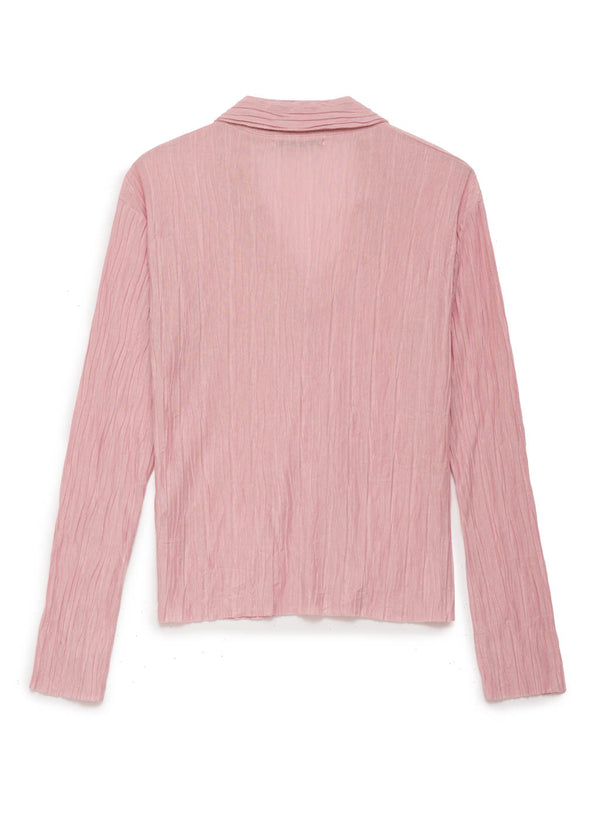 knit plisse pink polo