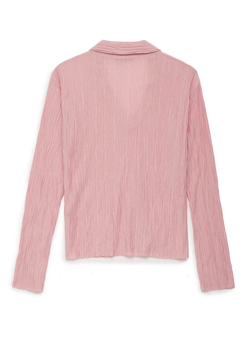 knit plisse pink polo