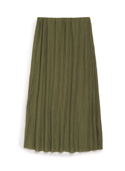 green knit plisse midi skirt