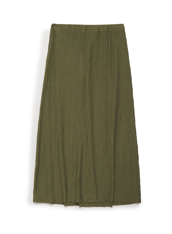 green knit plisse midi skirt