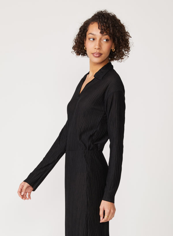 black knit plisse top