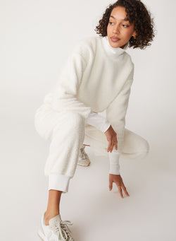 cream sherpa jogger