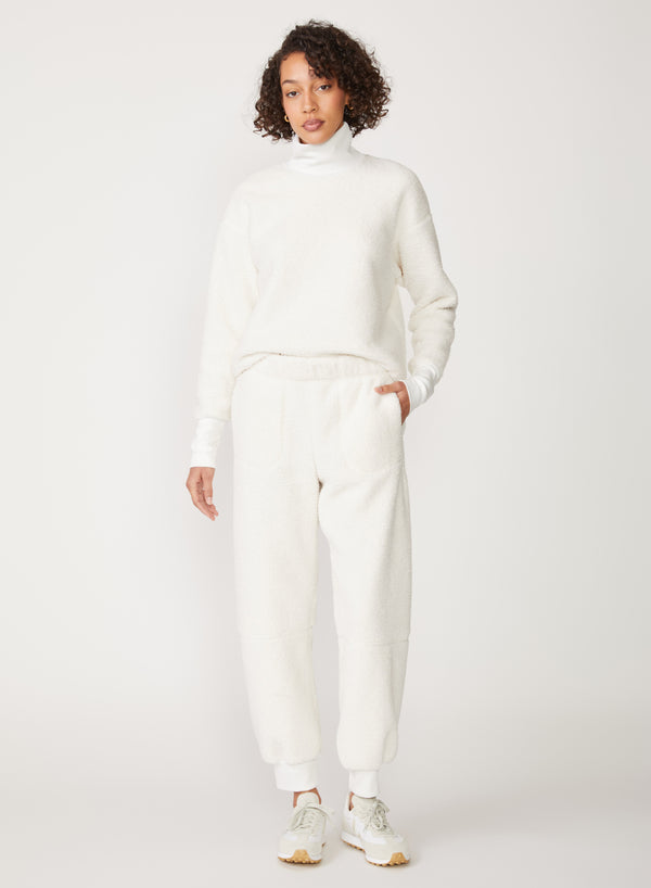 cream sherpa jogger