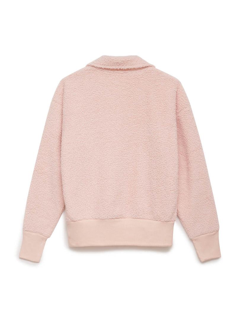 pink sherpa long sleeve polo