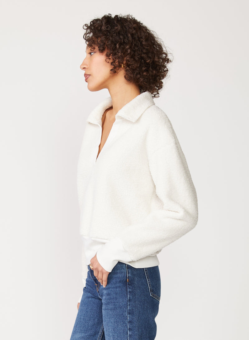 cream sherpa collared top