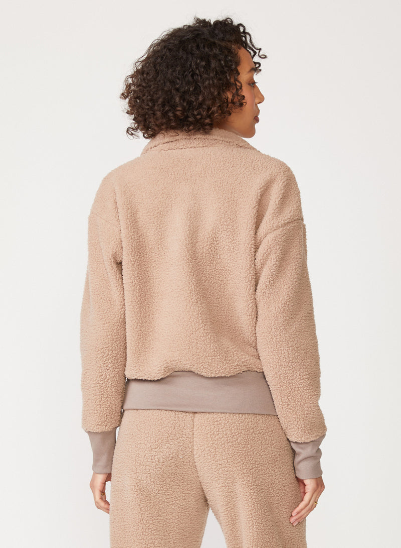 tan sherpa collared top