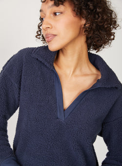 blue sherpa collared top