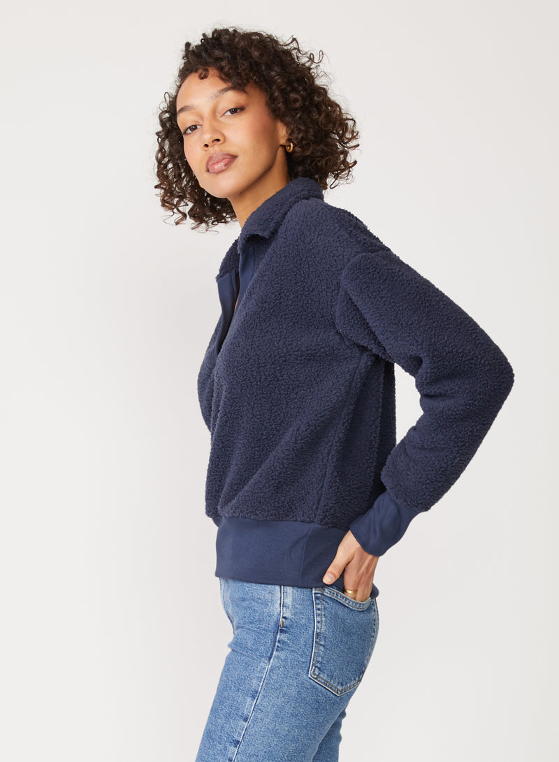 blue sherpa collared top