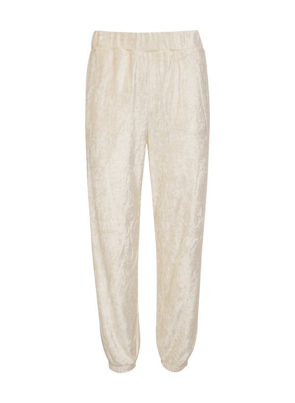cream bamboo velour sweatpant - front flat lay