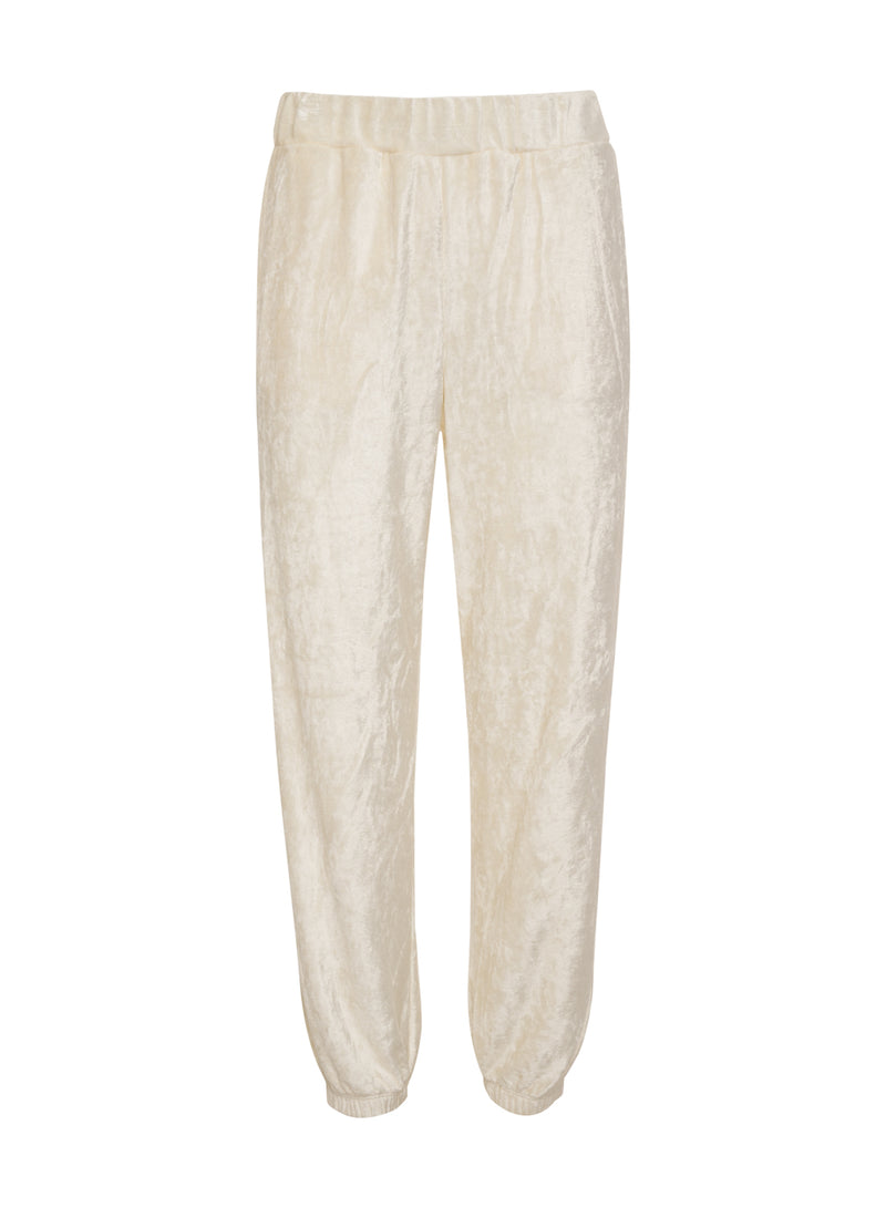 cream bamboo velour sweatpant - front flat lay