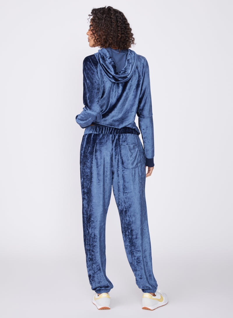 blue bamboo velour sweatpant - back view