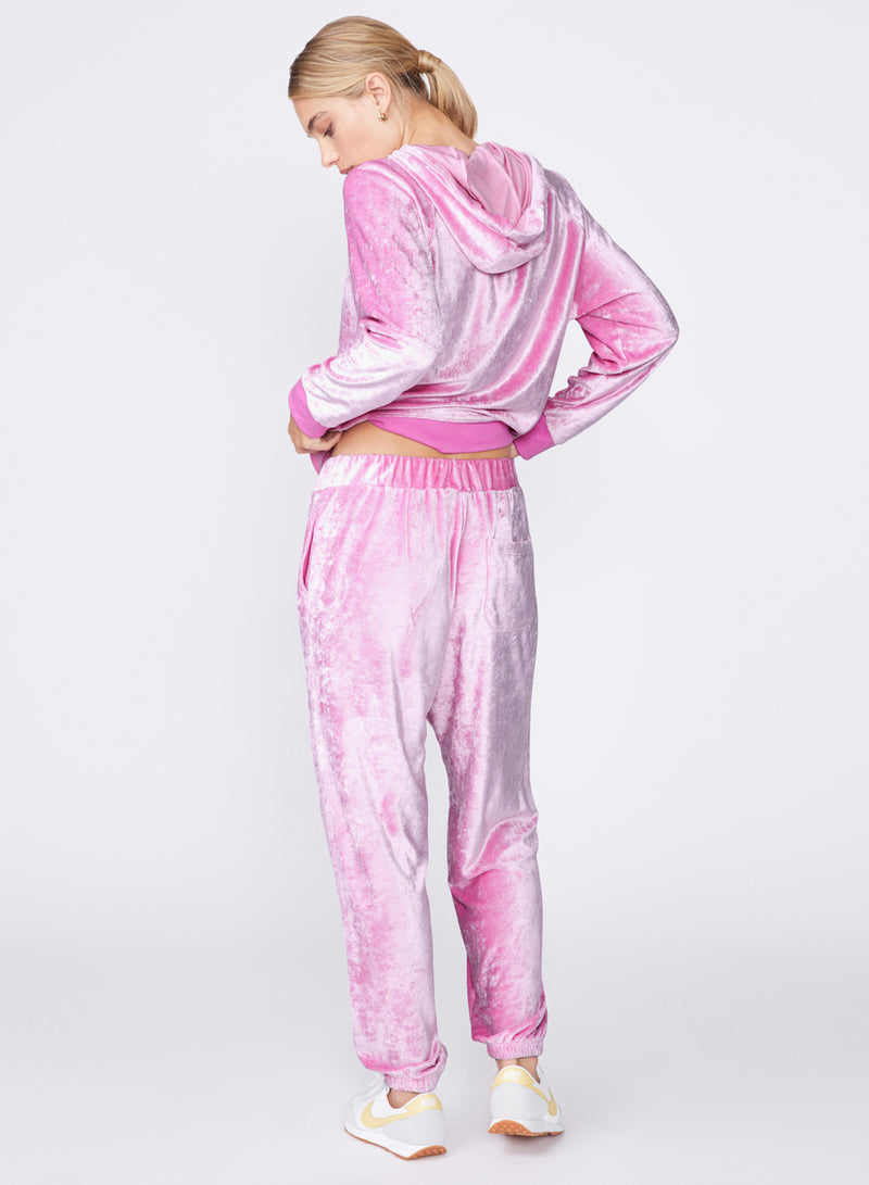 Stateside Bamboo Velour Sweatpant in Tulip - back view