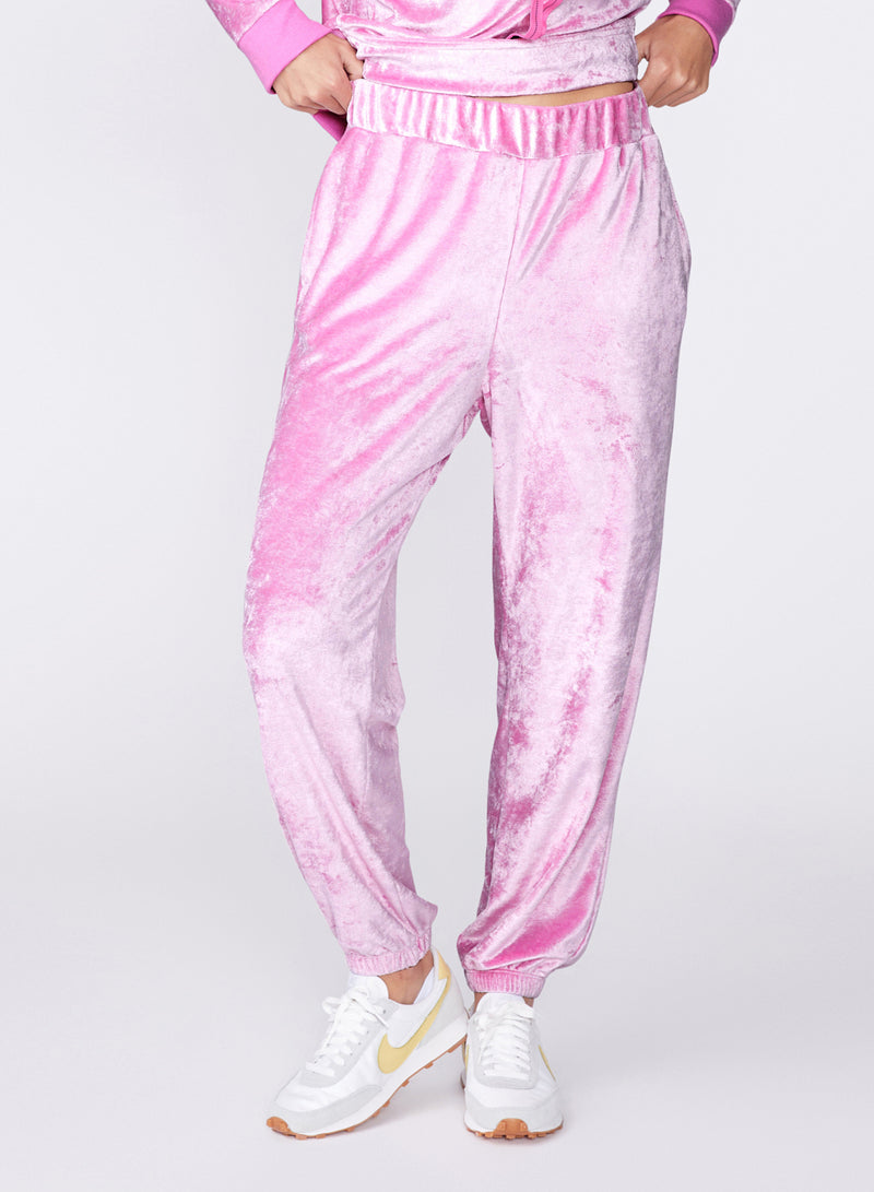 Stateside Bamboo Velour Sweatpant in Tulip - front close up