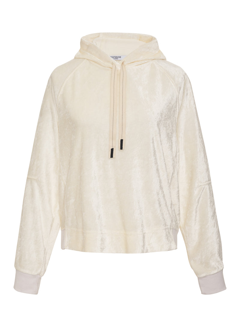 cream bamboo velour hoodie - froont flat lay