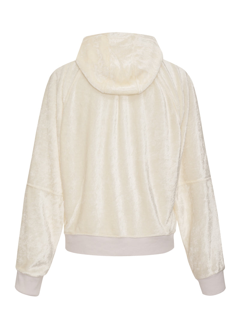 cream bamboo velour hoodie - back flat lay