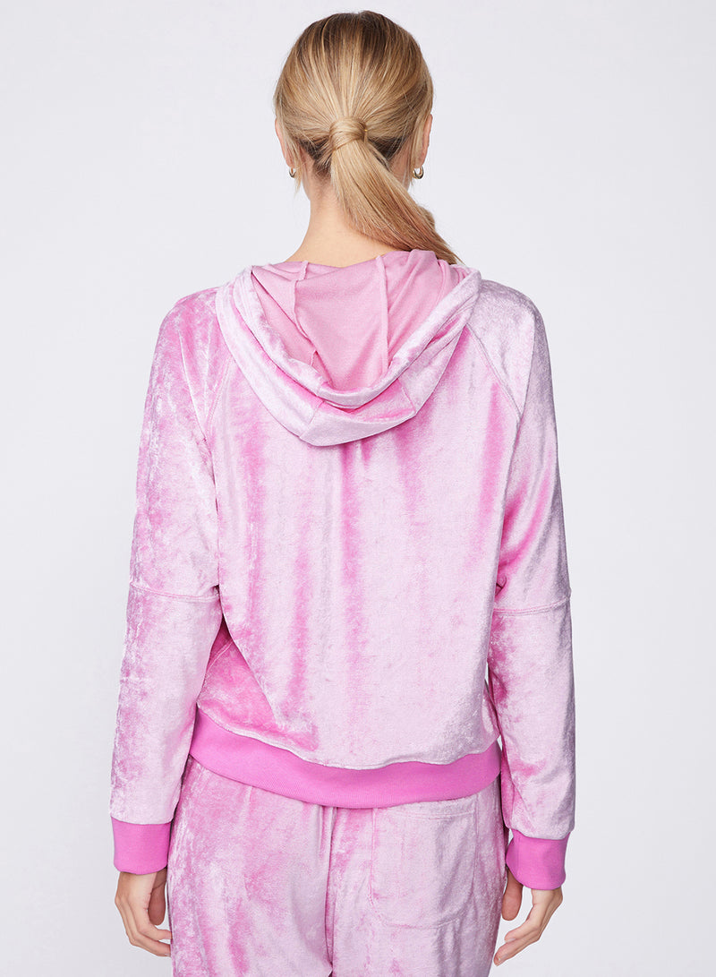 Stateside Bamboo Velour Hoodie in Tulip - back view