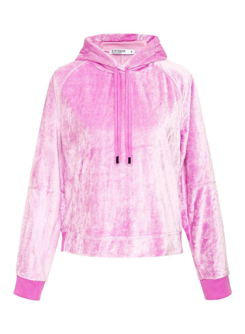 Stateside Bamboo Velour Hoodie in Tulip - front flat lay