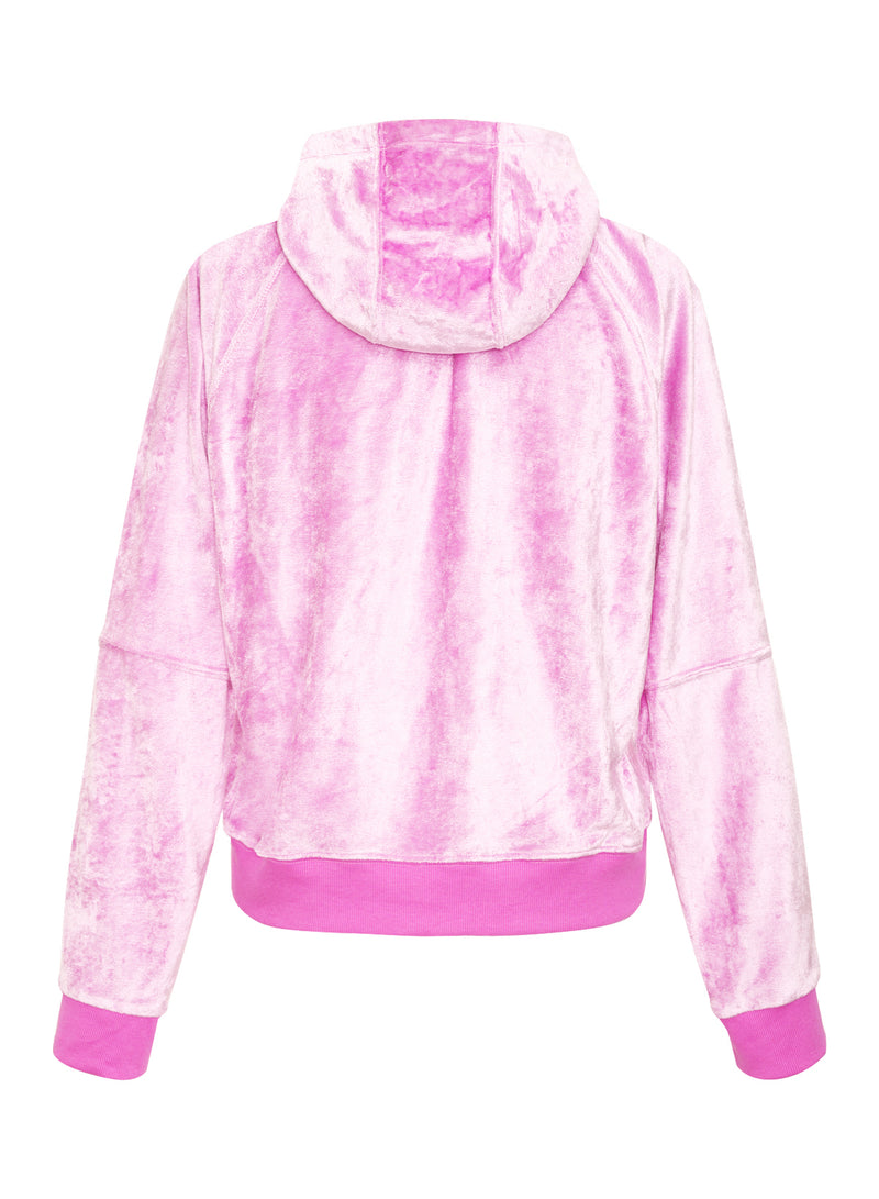 Stateside Bamboo Velour Hoodie in Tulip - back flat lay