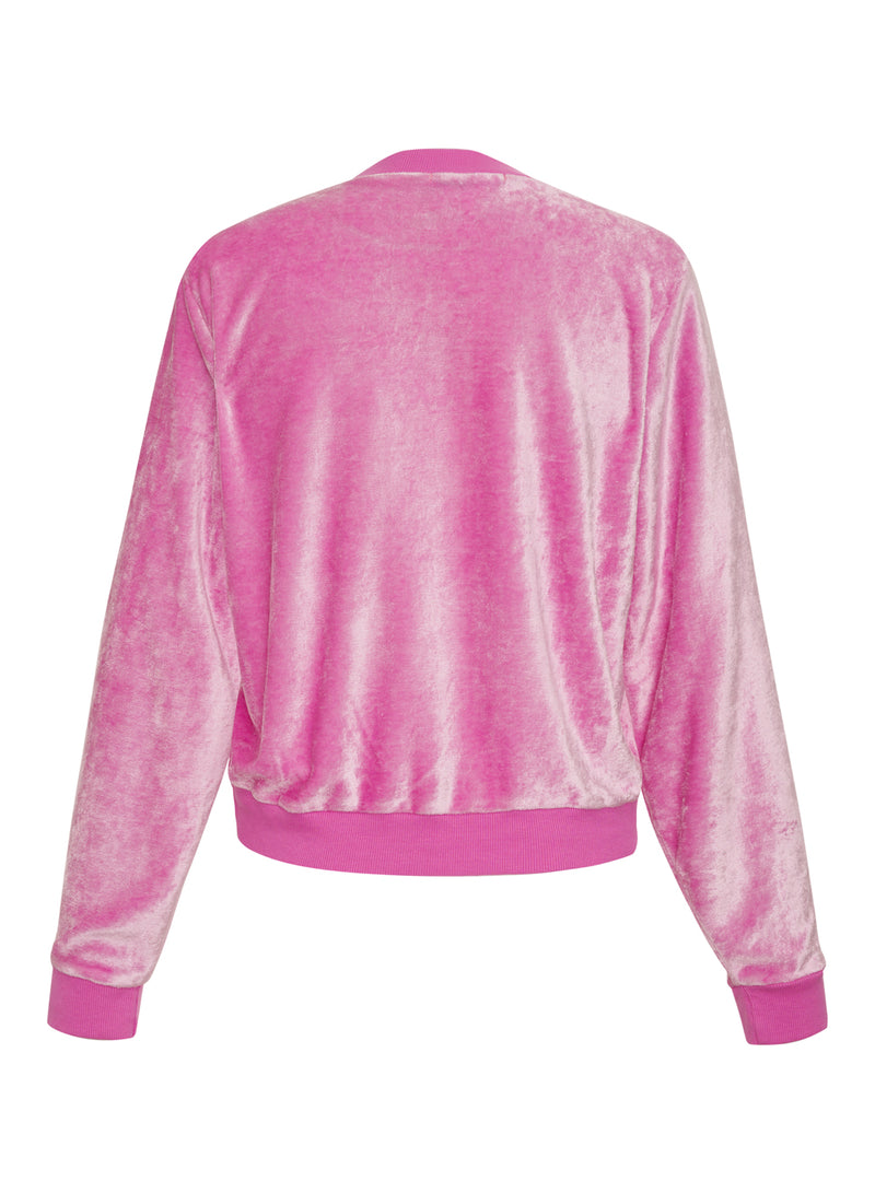 Stateside Bamboo Velour Cropped Pullover in Tulip - back flat lay