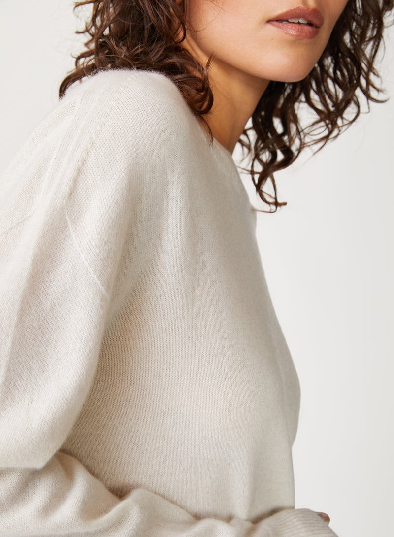 cream cashmere sweater - side close up