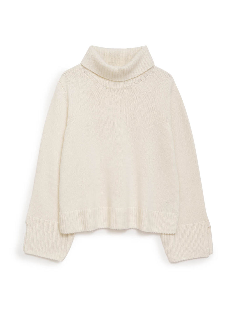 Stateside Cozy Cashmere Turtleneck Sweater in Cream - front flat lay