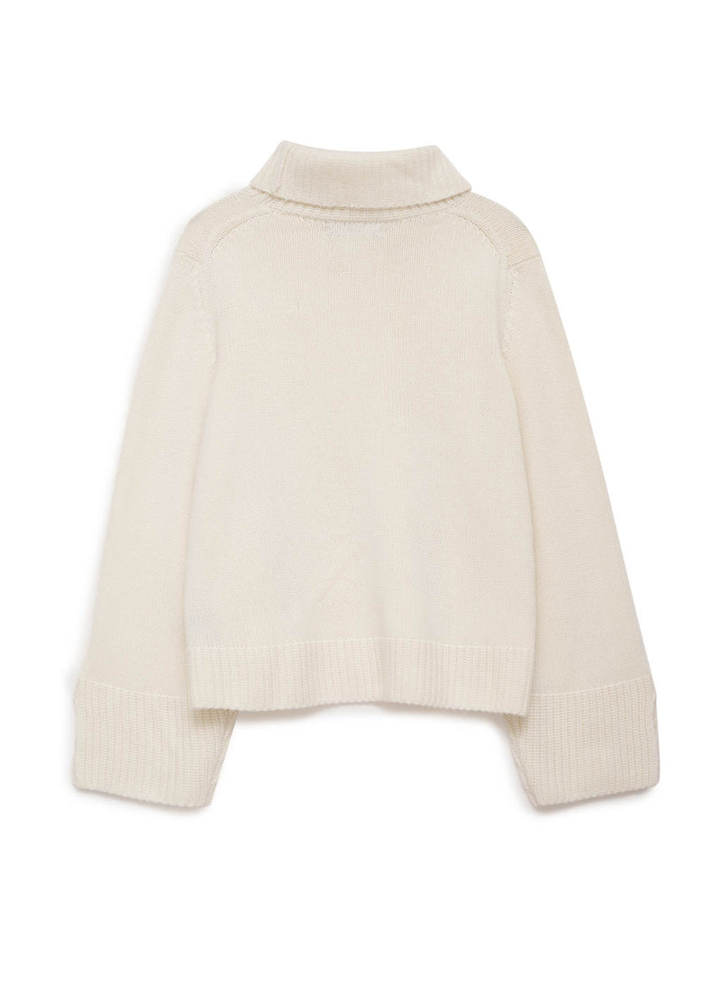 Stateside Cozy Cashmere Turtleneck Sweater in Cream - back flat lay